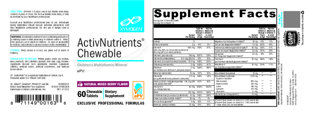 Xymogen ActivNutrients Chewable Mixed Berry (Multivitamin) — view 2
