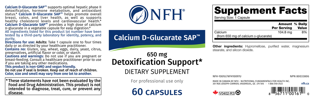 Nutritional Fundamentals for Health Calcium d-Glucarate SAP — view 2