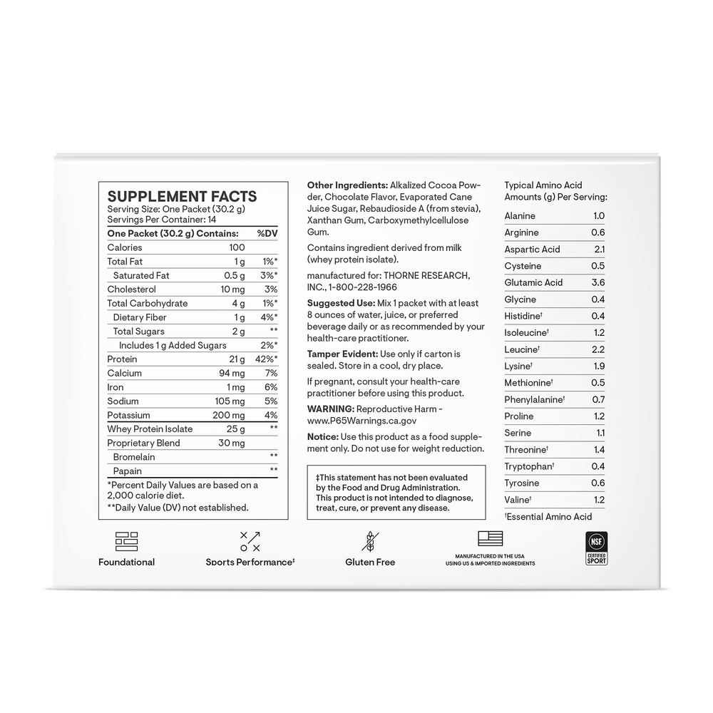 Thorne Whey Protein Isolate Chocolate Flavored — view 2
