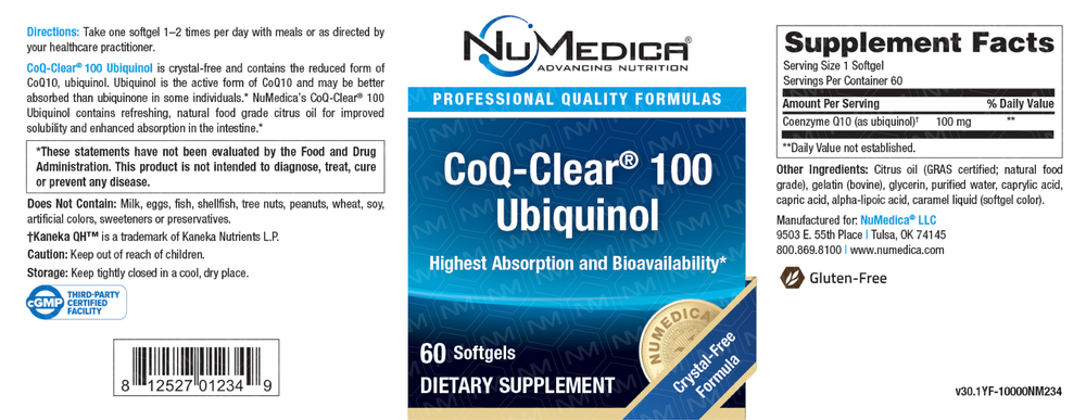 NuMedica CoQ-Clear® 100 Ubiquinol Citrus — view 2