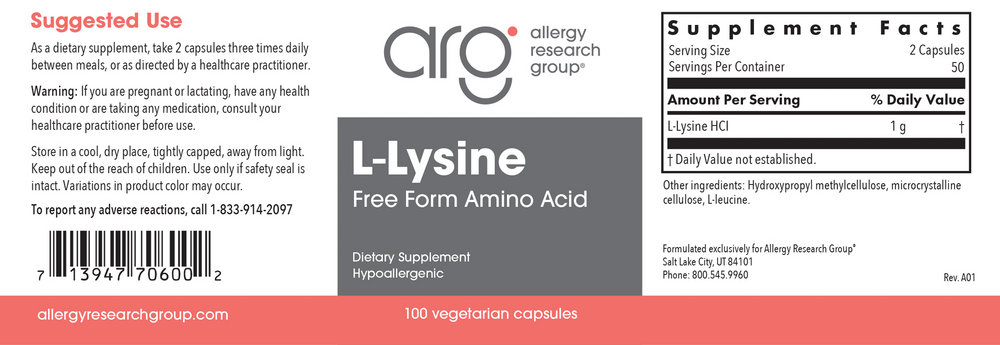 Allergy Research Group L-Lysine — view 2