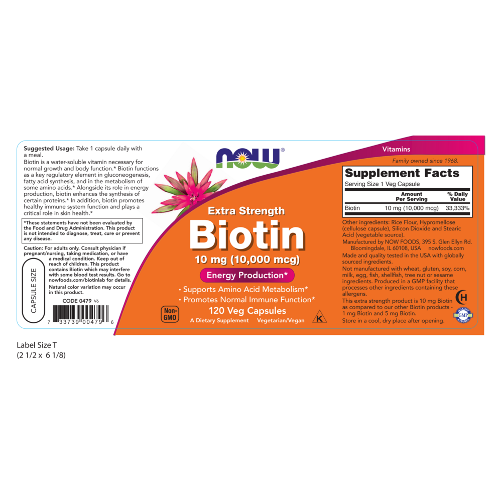 NOW Foods Biotin 10mg (10,000mcg) — view 2