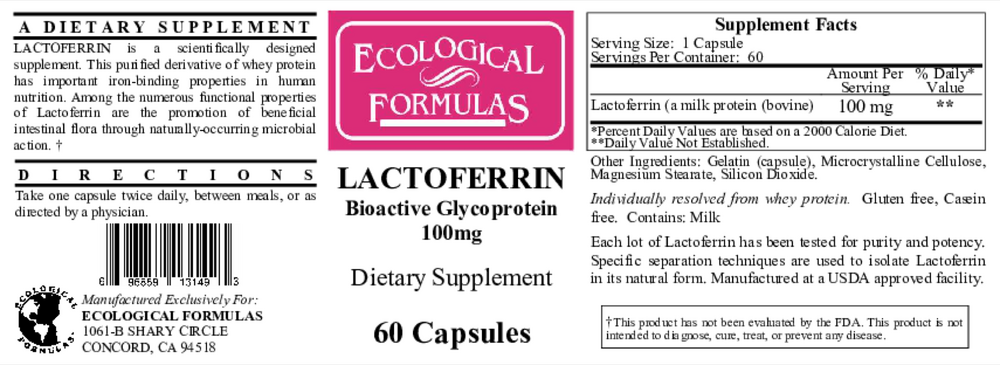 Ecological Formulas/Cardiovascular Research Lactoferrin 100mg — view 2