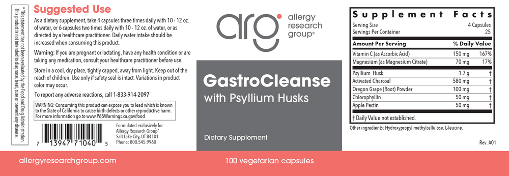 Allergy Research Group Gastro Cleanse w/Psyllium — view 2