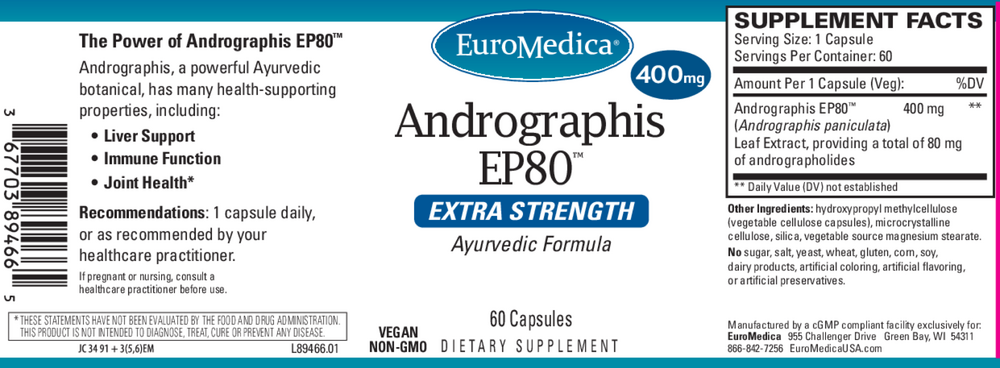 EuroMedica Andrographis EP80™ Extra Strength — view 2