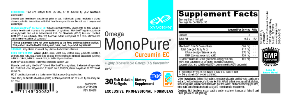 Xymogen Omega MonoPure 1300 EC (Fish Oil) — view 2