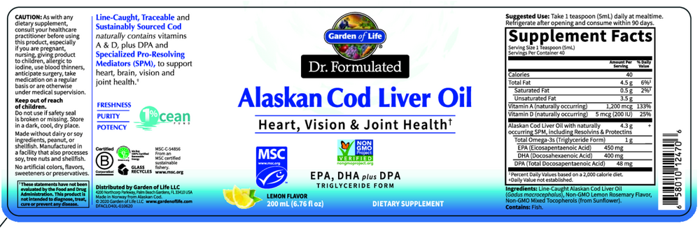 Garden of Life Dr. Formulated Alaskan Cod Liver Oil Liquid — view 2