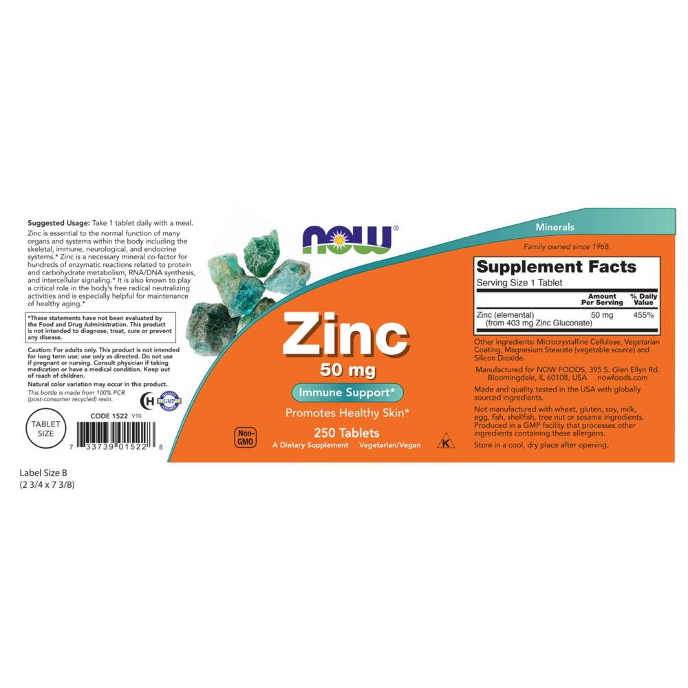 NOW Foods Zinc 50mg — view 2