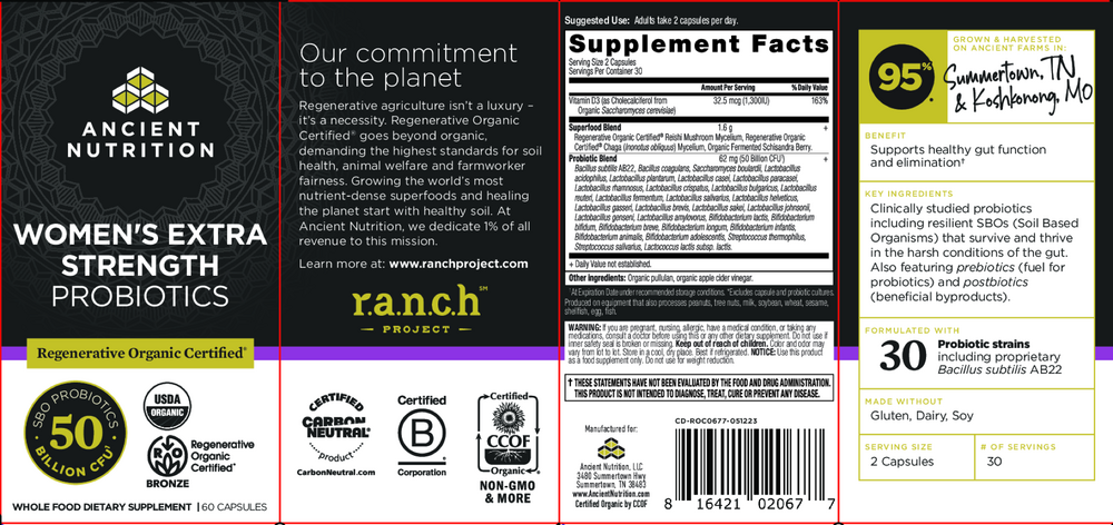 Ancient Nutrition Regenerative Organic Certified Women's Extra Strength Probiotics 50B — view 2