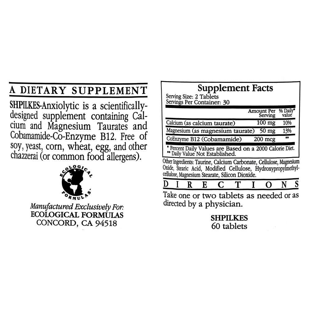 Ecological Formulas/Cardiovascular Research Shpilkes (CA Carbonate/MG Taurate + L-Theanine) — view 2