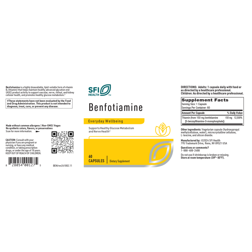 Klaire Labs/SFI Health Benfotiamine — view 2