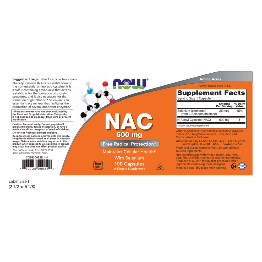 NOW Foods NAC 600mg with Selenium — view 2