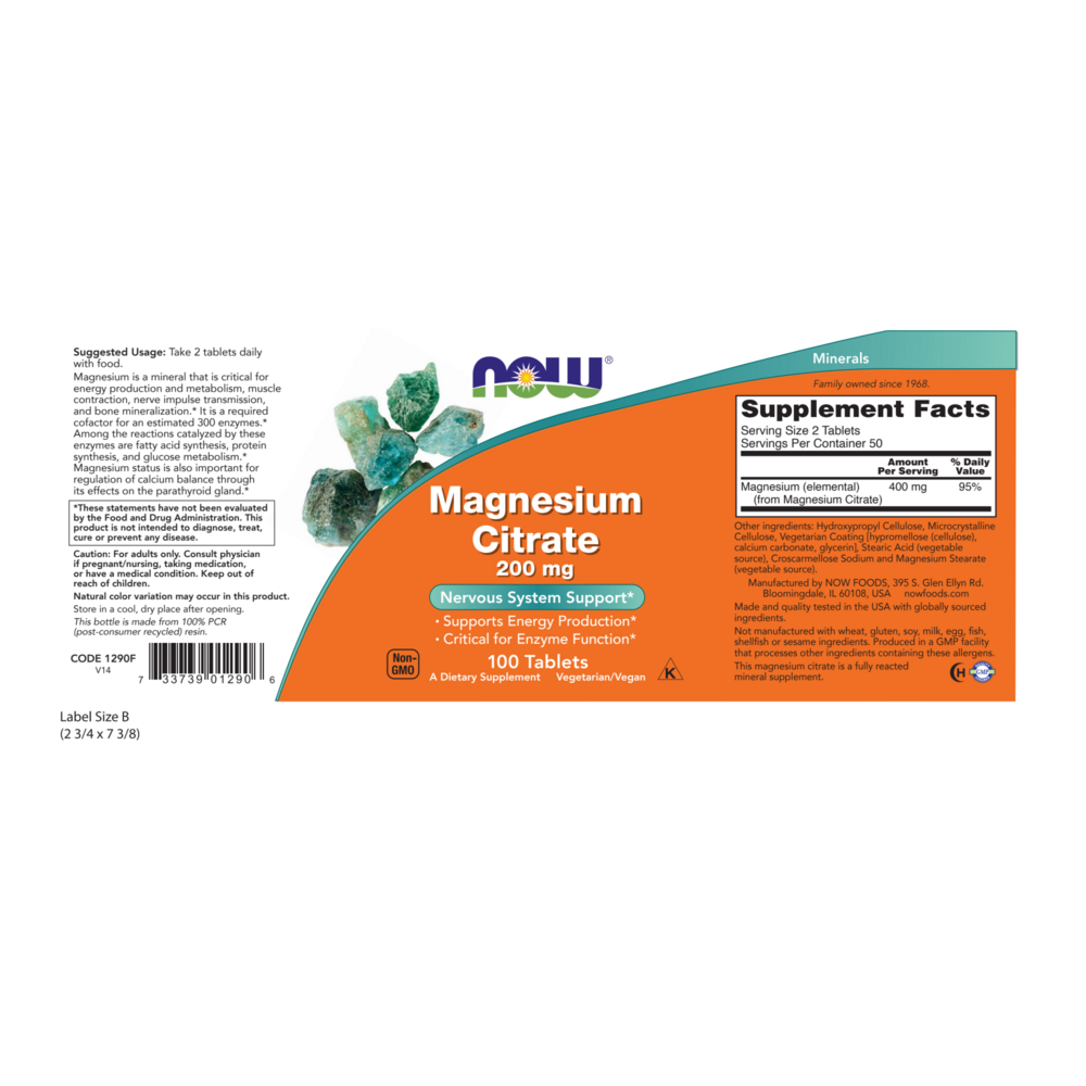 NOW Foods Magnesium Citrate 200mg — view 2