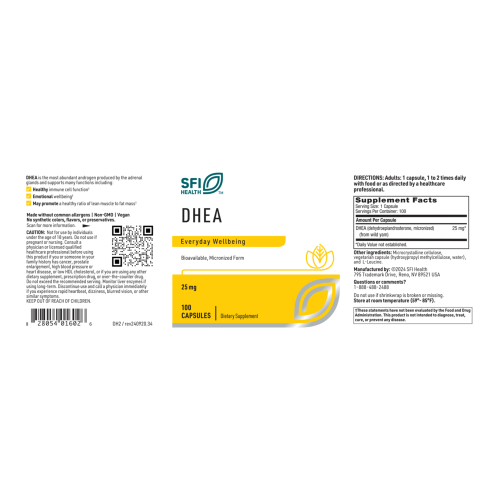 Klaire Labs/SFI Health DHEA 25mg — view 2