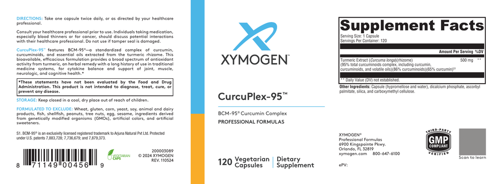 Xymogen CurcuPlex-95 (Curcumin/Turmeric) — view 2