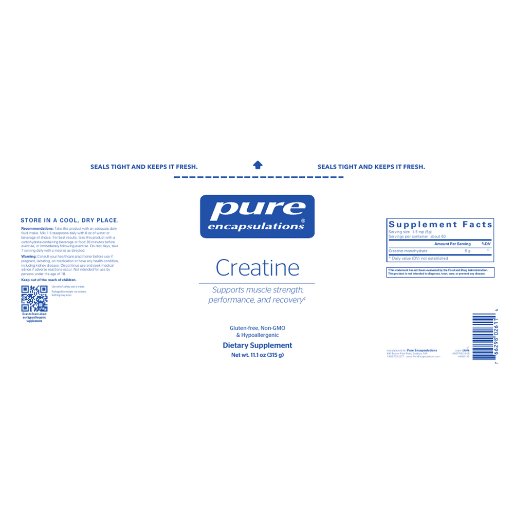 Pure Encapsulations Creatine Monohydrate Powder, 5g per Serving, Unflavored — view 2