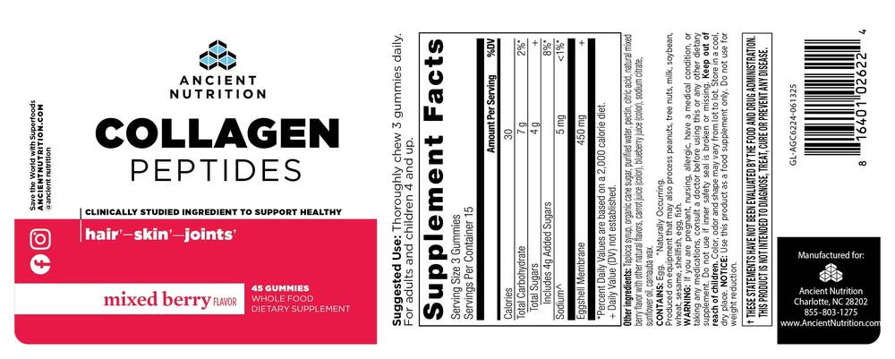Ancient Nutrition Collagen Peptides Gummies, Mixed Berry — view 2