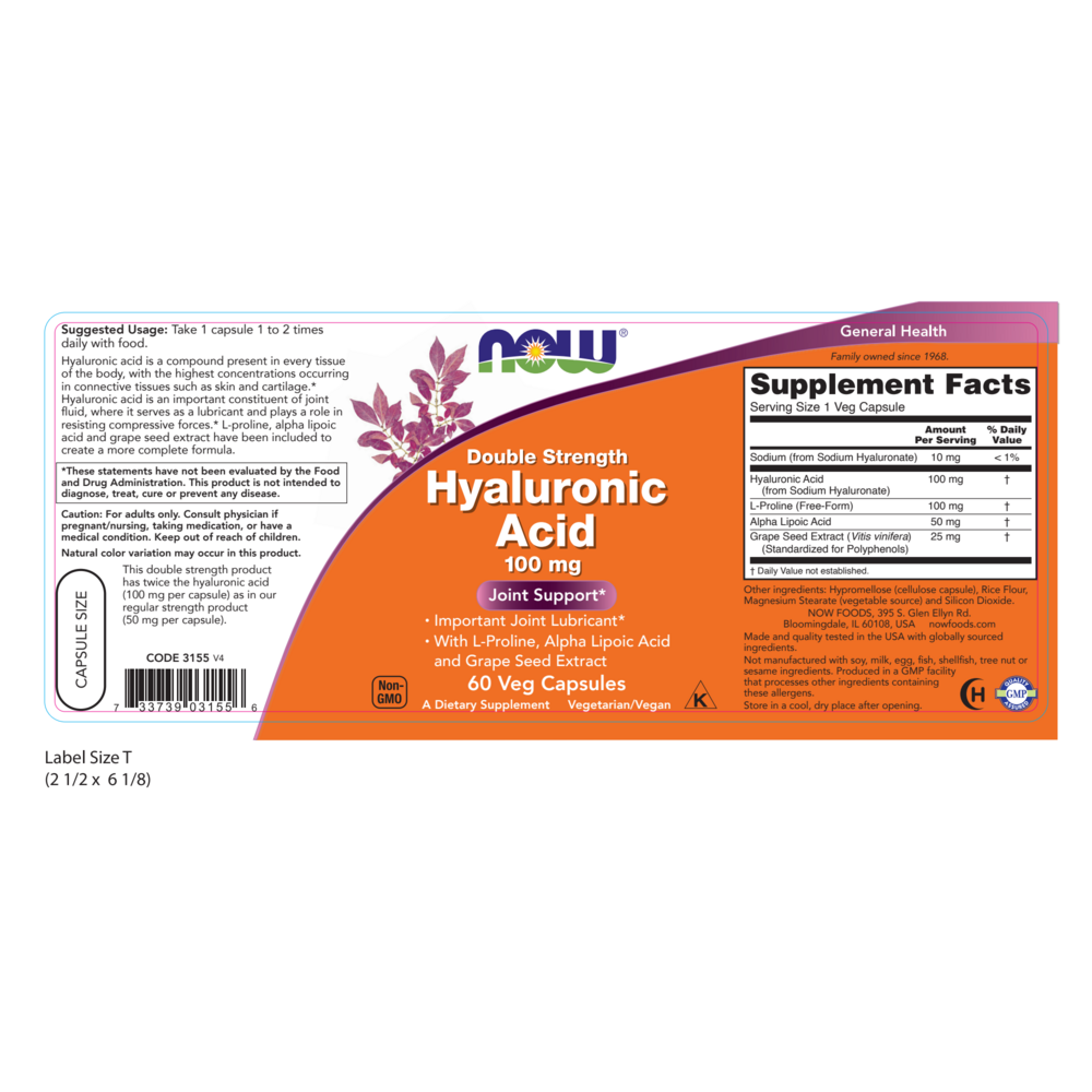 NOW Foods Hyaluronic Acid 100mg — view 2