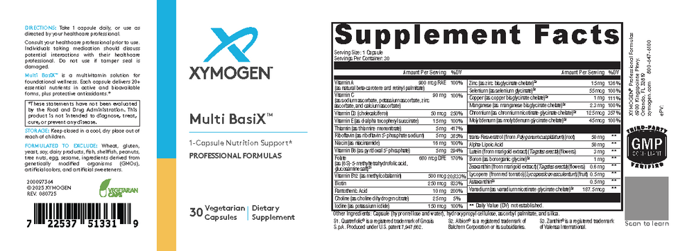 Xymogen Multi BasiX (Multivitamin) — view 2