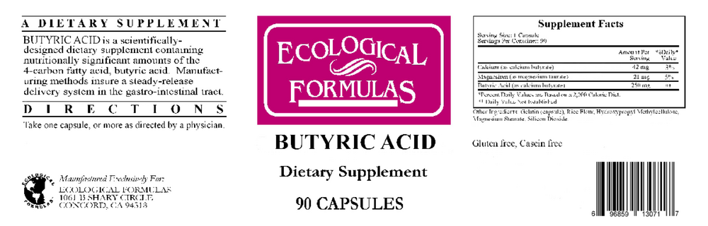 Ecological Formulas/Cardiovascular Research Butyric Acid 300mg — view 2