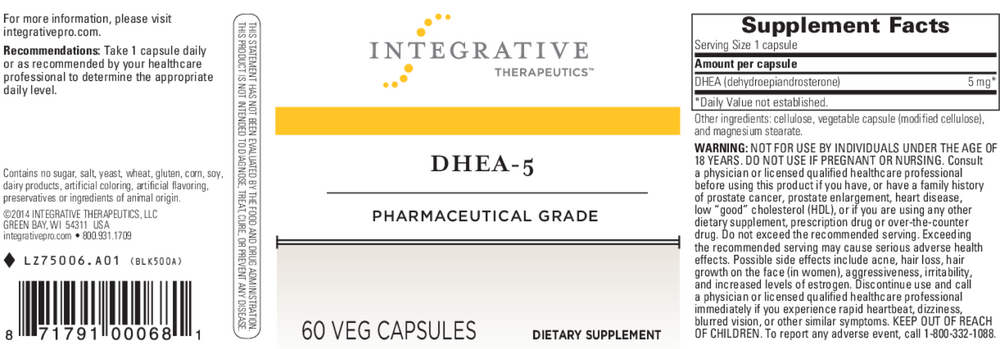 Integrative Therapeutics DHEA-5 — view 2