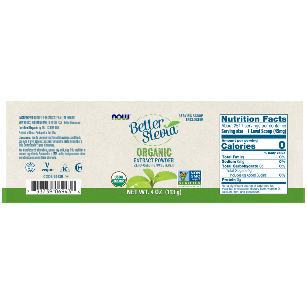 NOW Foods Better Stevia Powder Organic — view 2