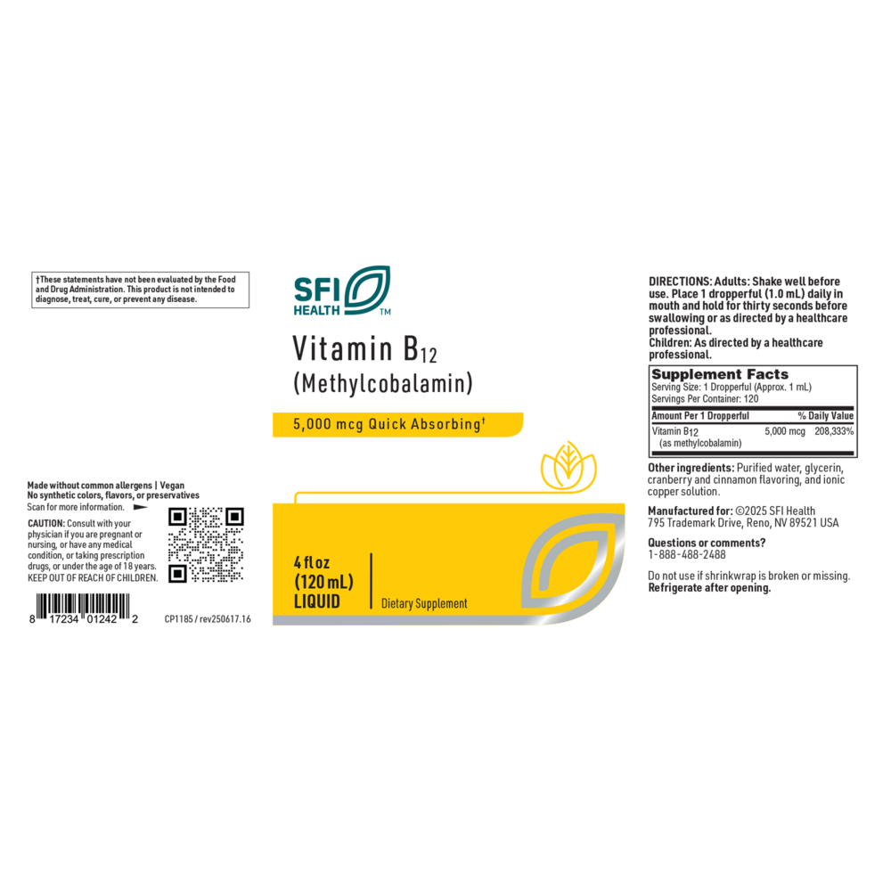 Klaire Labs/SFI Health Vitamin B12 (Methycobalamin) — view 2