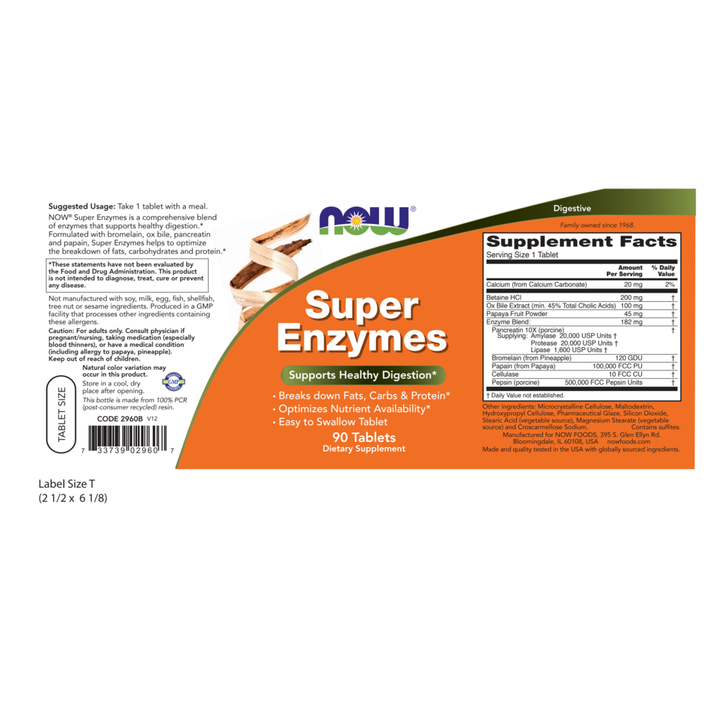NOW Foods Super Enzymes Tablets — view 2