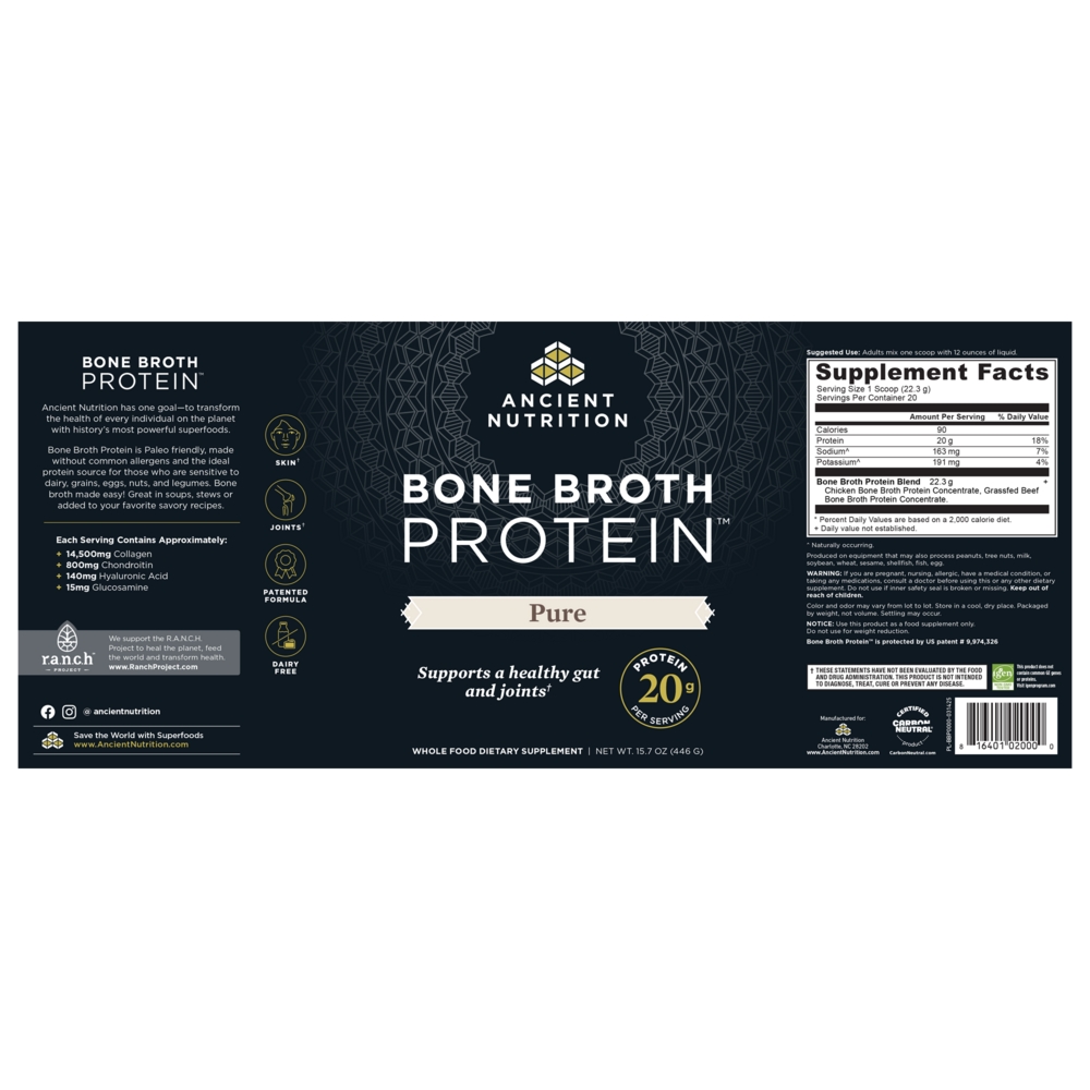 Ancient Nutrition Bone Broth Protein - Pure — view 2