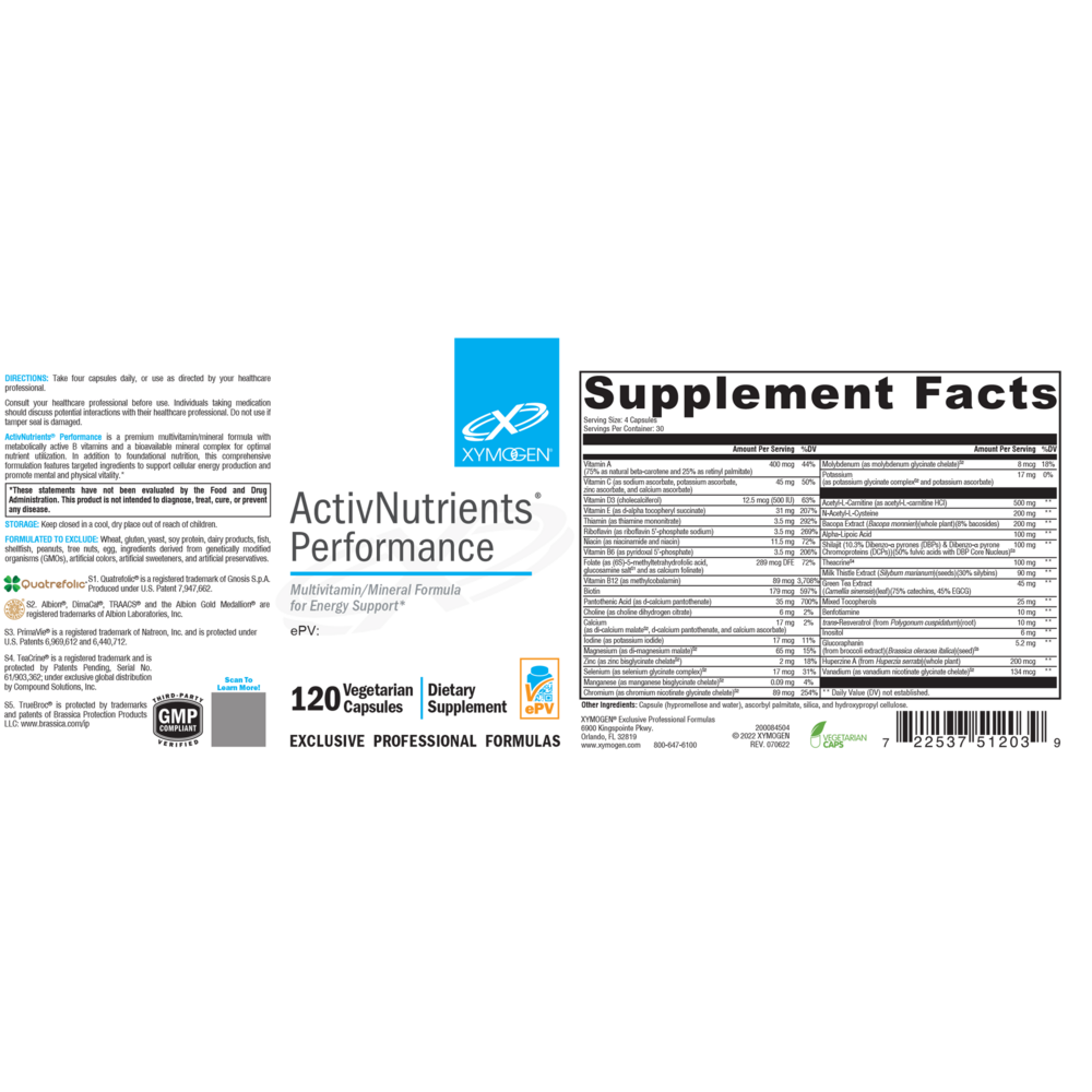 Xymogen ActivNutrients Performance (Multivitamin) — view 2