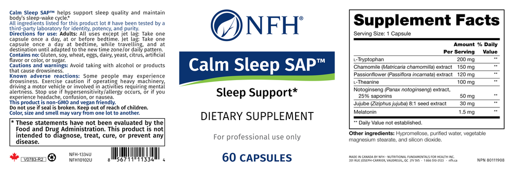 Nutritional Fundamentals for Health Calm Sleep SAP — view 2