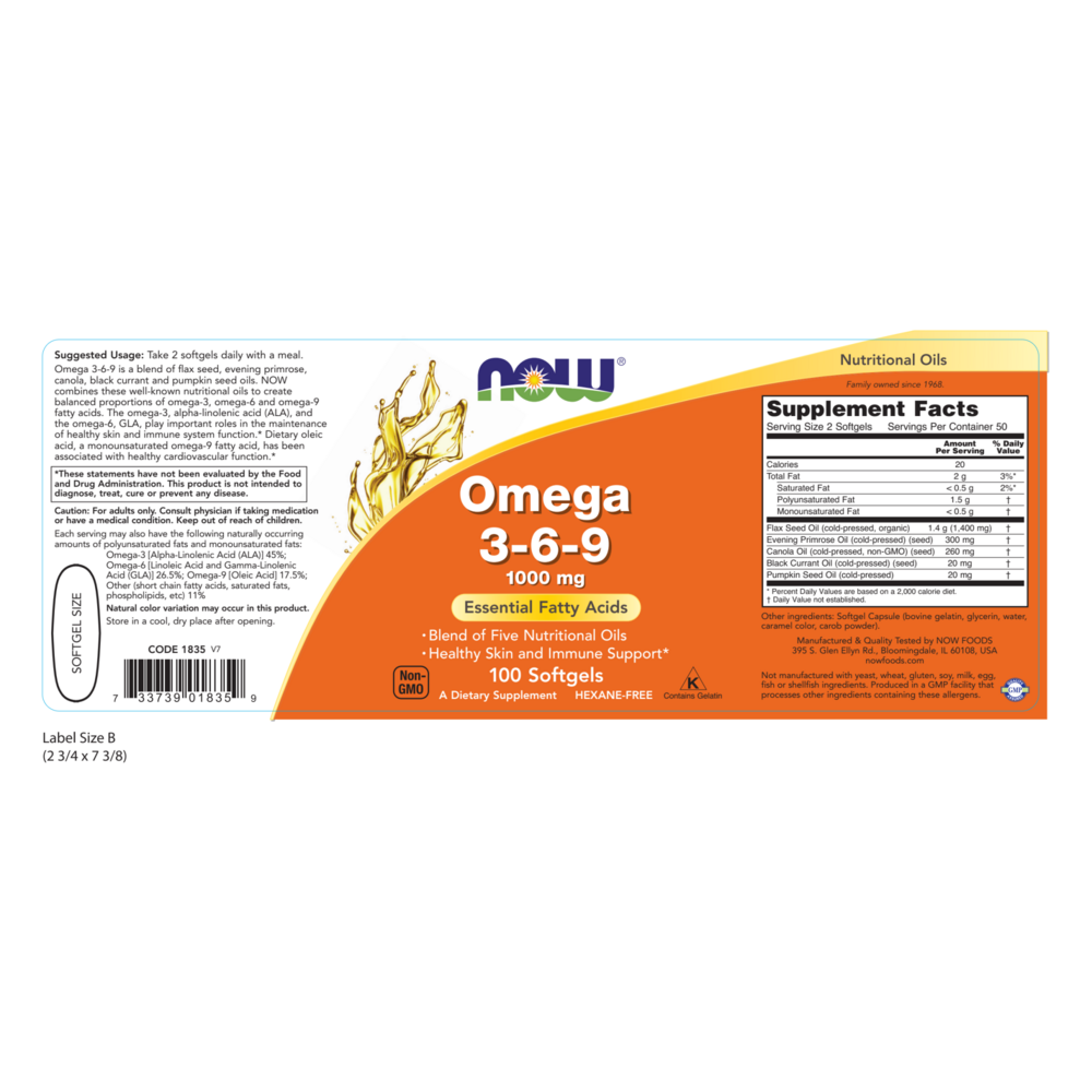 NOW Foods Omega 3-6-9 1000mg — view 2