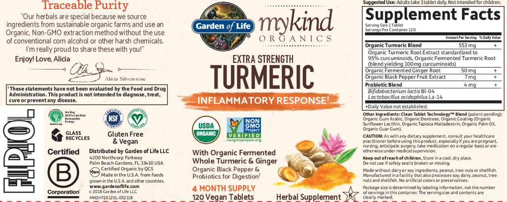 Garden of Life mykind Organics Extra Strength Turmeric Inflammatory Response — view 2