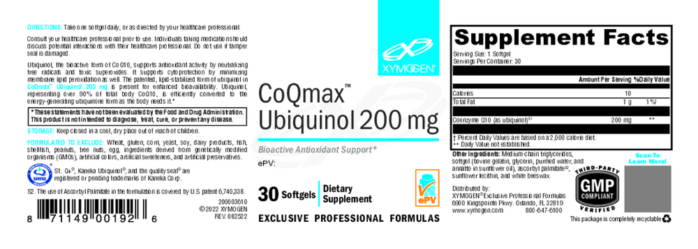Xymogen CoQmax Ubiquinol 200mg — view 2