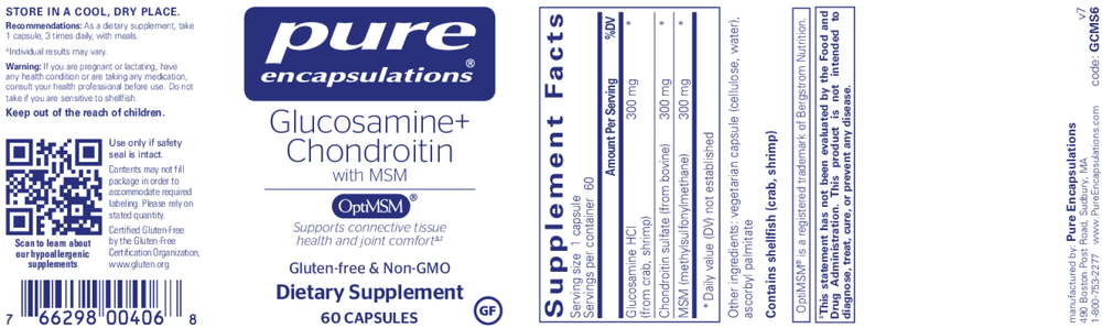 Pure Encapsulations Glucosamine Chondroitin W/ MSM — view 2