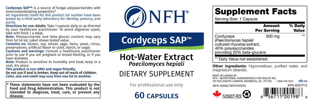 Nutritional Fundamentals for Health Cordyceps SAP — view 2