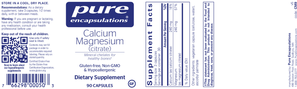 Pure Encapsulations Calcium Magnesium (Citrate) — view 2