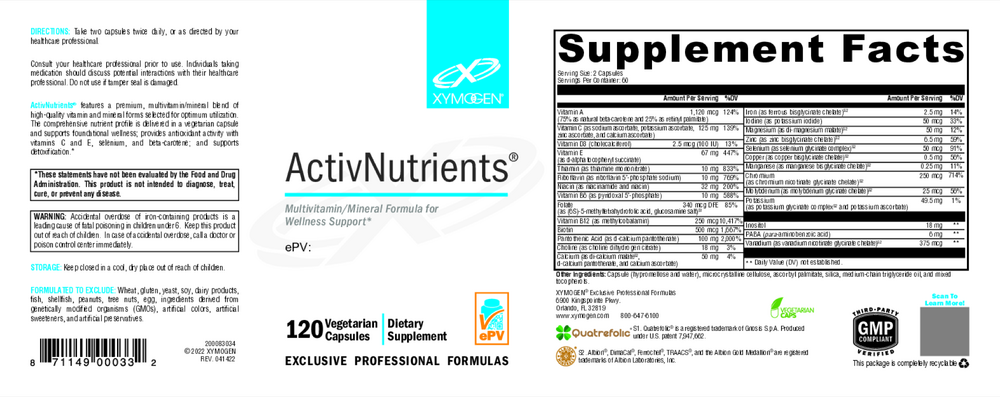 Xymogen ActivNutrients (Multivitamin) — view 2