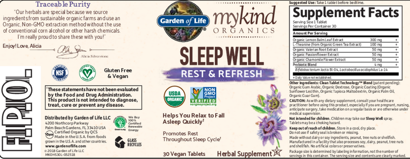 Garden of Life - mykind Organics Herbal Sleep Well