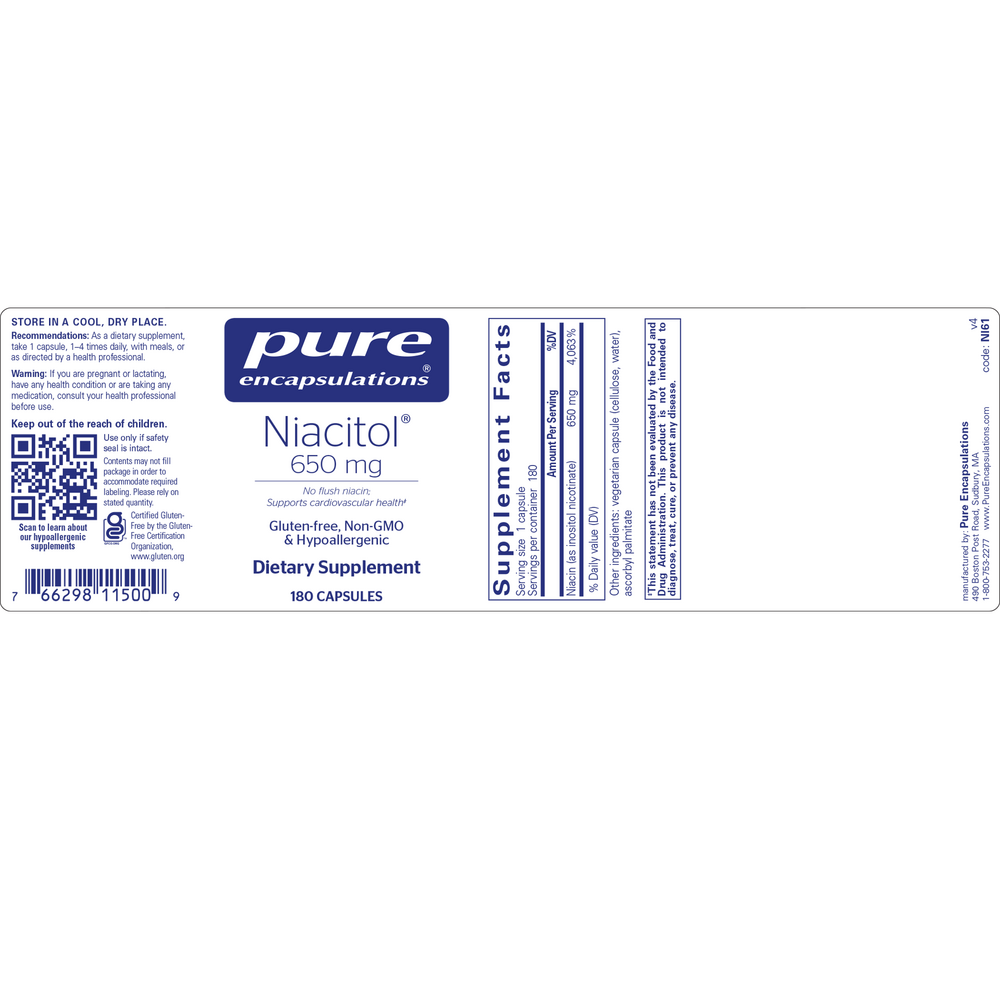 Pure Encapsulations Niacitol 650mg — view 2