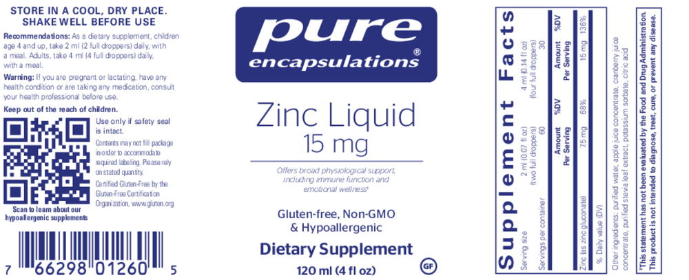 Pure Encapsulations Zinc Liquid 15mg — view 2