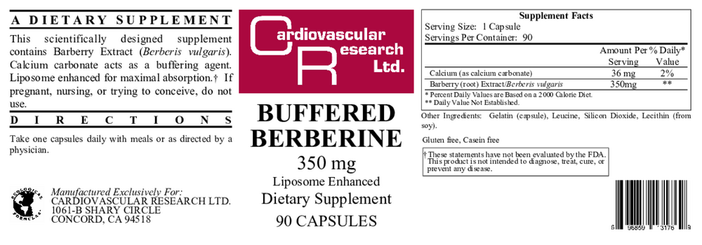 Ecological Formulas/Cardiovascular Research Buffered Berberine 350mg — view 2
