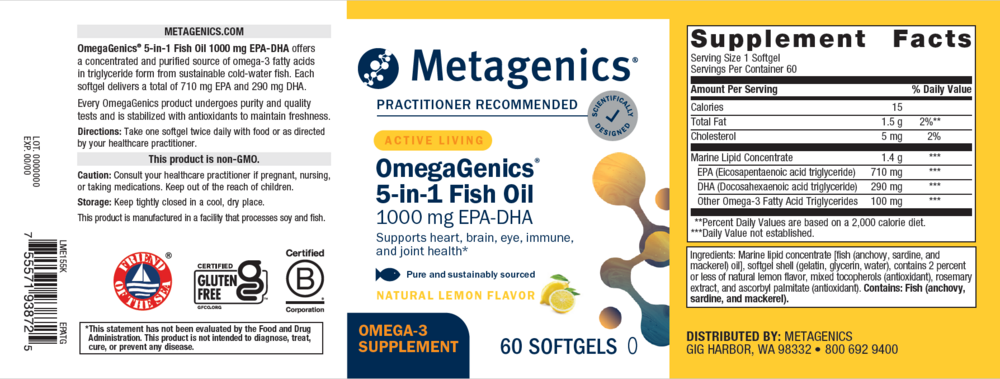 Metagenics OmegaGenics® EPA-DHA 300 Fish Oil — view 2