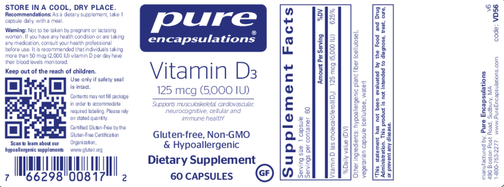 Pure Encapsulations Vitamin D3  125mcg (5,000IU) — view 2