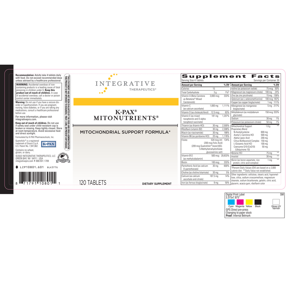 Integrative Therapeutics K-PAX MitoNutrients — view 2