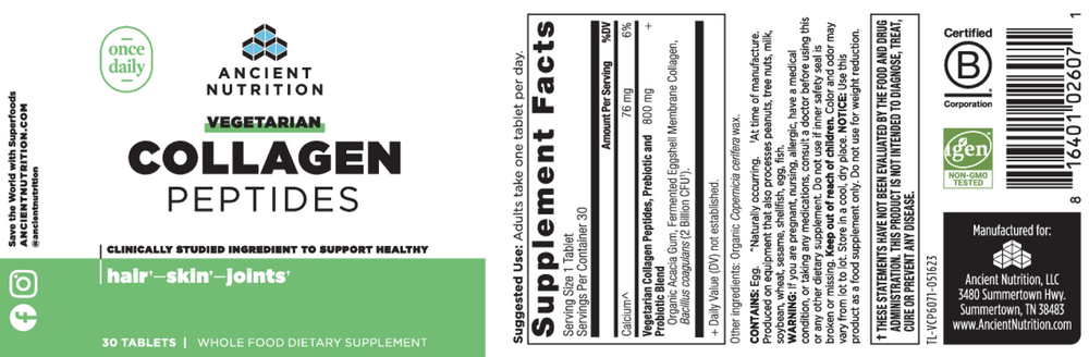 Ancient Nutrition Vegetarian Collagen Peptides Tablets — view 2