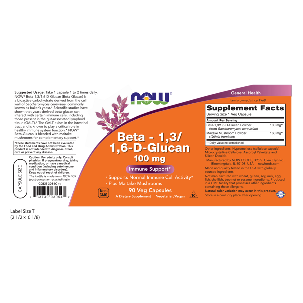 NOW Foods Beta-1,3/1,6 -D-Glucan 100mg — view 2