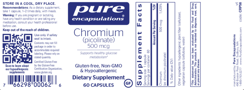 Pure Encapsulations Chromium (Picolinate) 500mcg — view 2