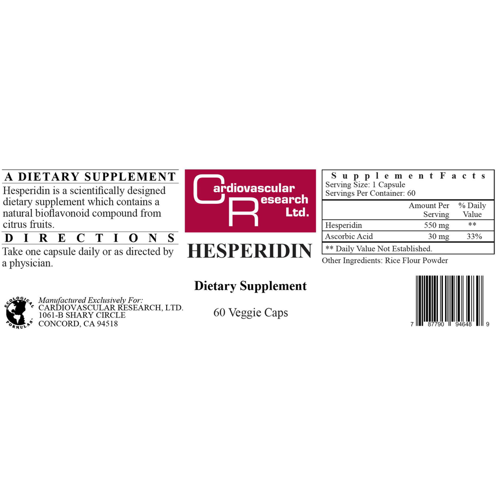 Ecological Formulas/Cardiovascular Research HESPERIDIN — view 2