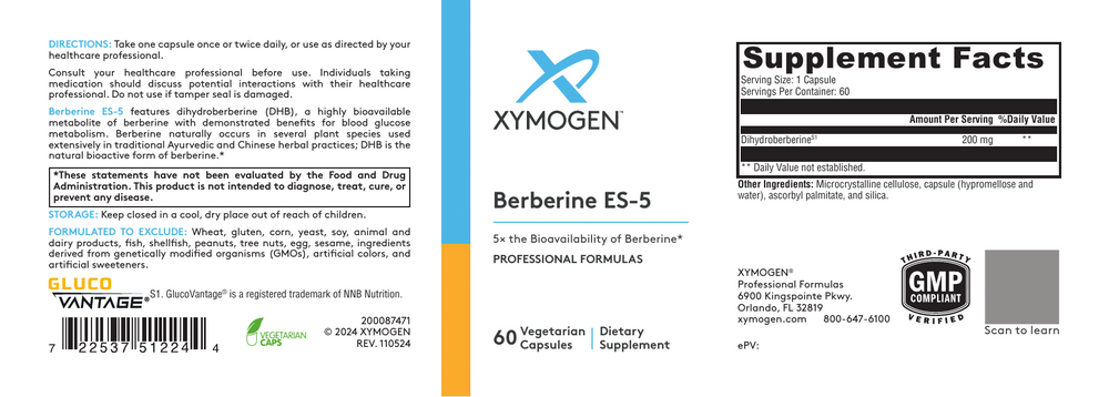 Xymogen Berberine ES-5 Dihydroberberine S1 — view 2